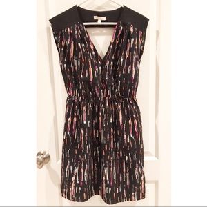 Lush Black and Multicolored Print Silky Dress
